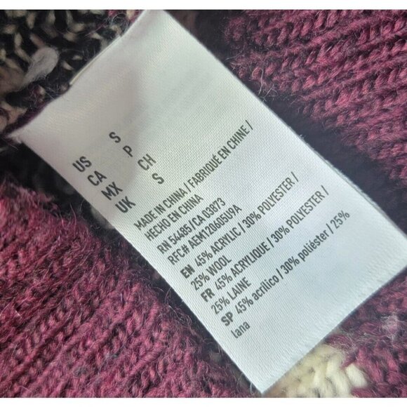 AEO American Eagle Outfitters Wool Blend Brown Tribal Pattern Knit Sweater Sz S - Picture 12 of 12